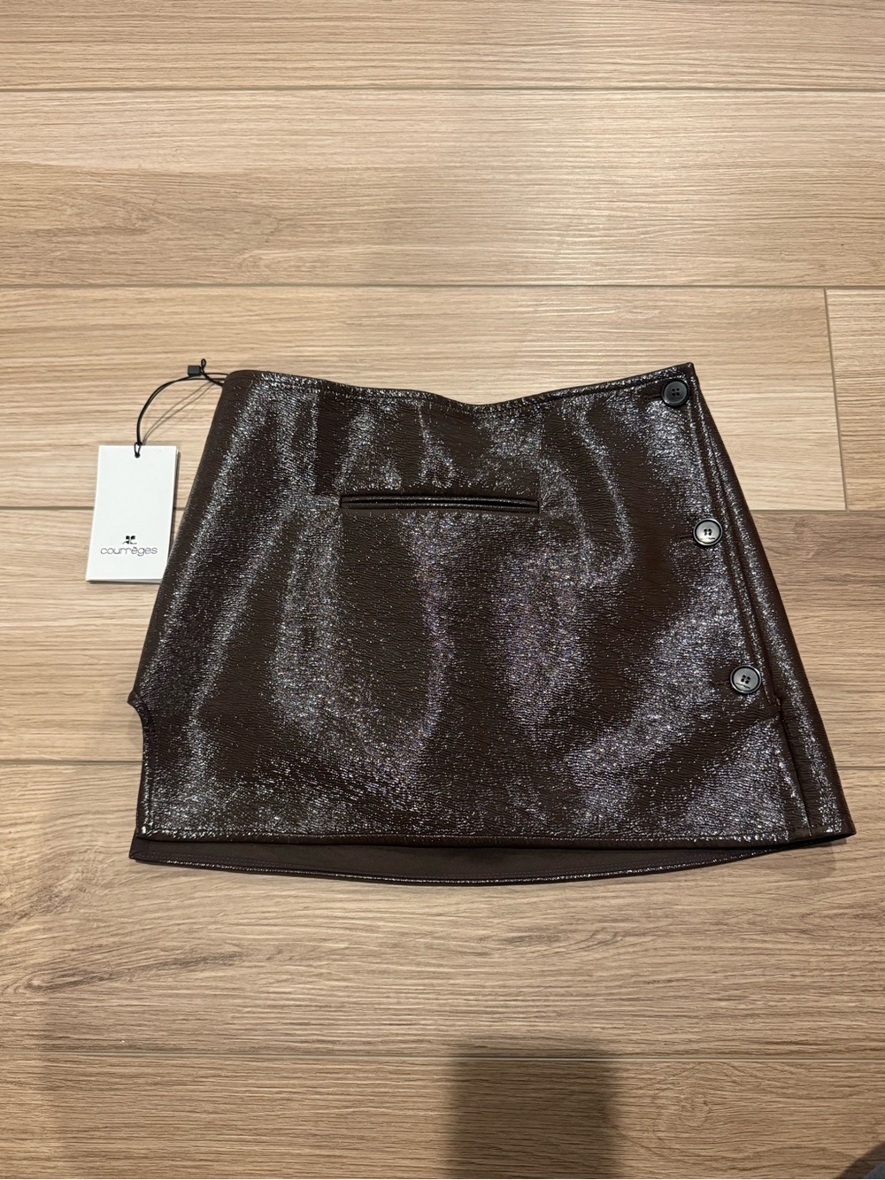 Courrèges Oblique Vinyl Mini Skirt Size 34 NWT